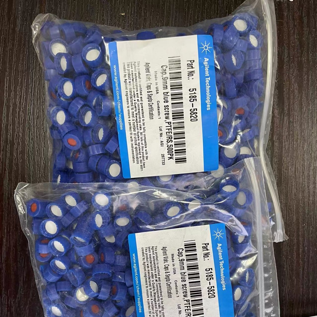 Agilent安捷伦蓝色螺口瓶盖 PTFE/红色硅橡胶隔垫 5185-5820