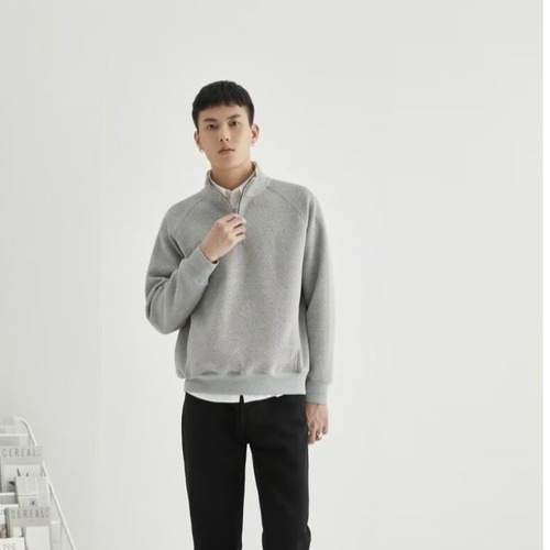 Half-zip hoodie men's spring and autumn Japanese retro heavy cable knit outerwear fashionable woolen sweater