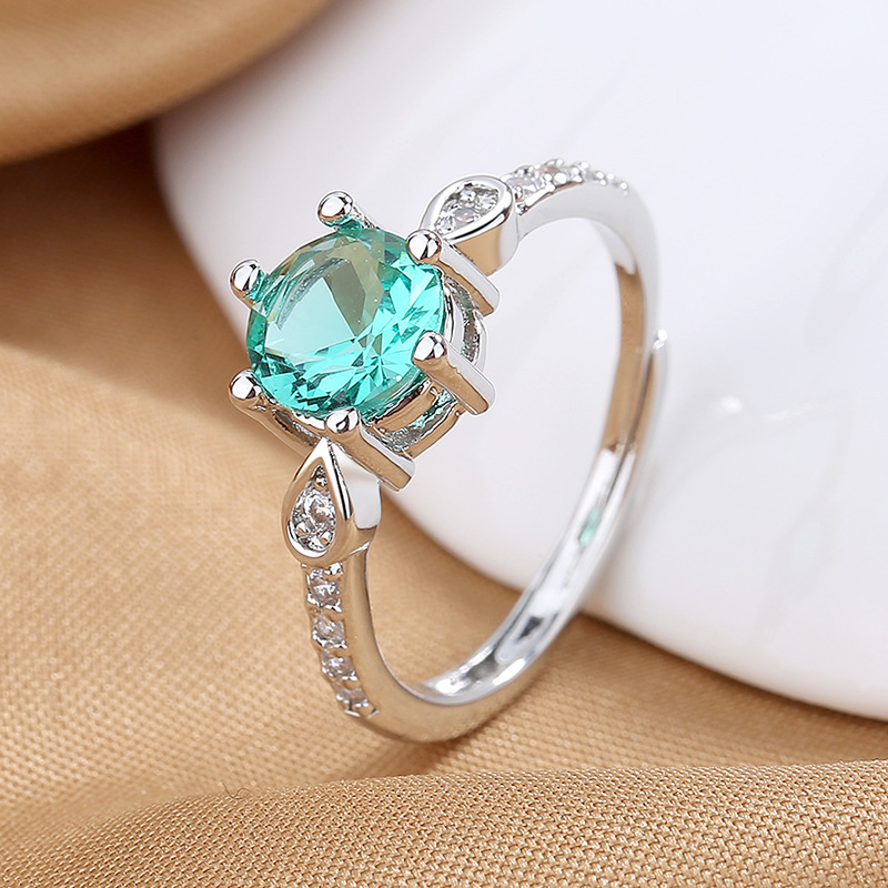 10g Weight Zircon Inlay Material Rings Classification Fashion Round Copper Inlay Zircon Rings