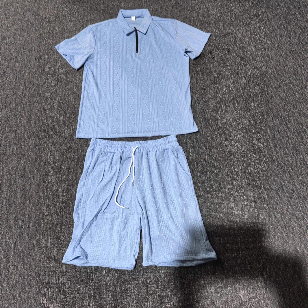 Heren poloshirt en short, sneldrogend, vochtregulerend, ademend, geschikt voor golf, tennis, workouts, casual zomersportkleding._voghion.com