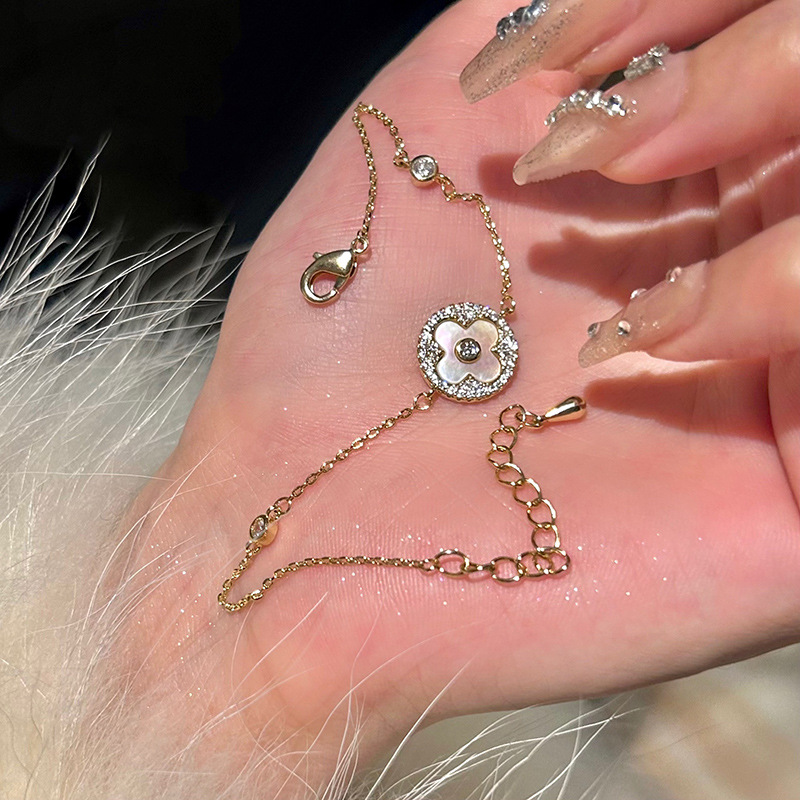 Pulsera de fritillaria redonda de circón transfronterizo, pulsera de sentido de alta gama para mujer, temperamento de moda, joyería de lujo ligera al por mayor