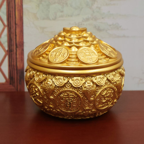Brass golden toad cornucopia pure copper to attract wealth home living room front porch decoration piggy bank brass rice cylinder