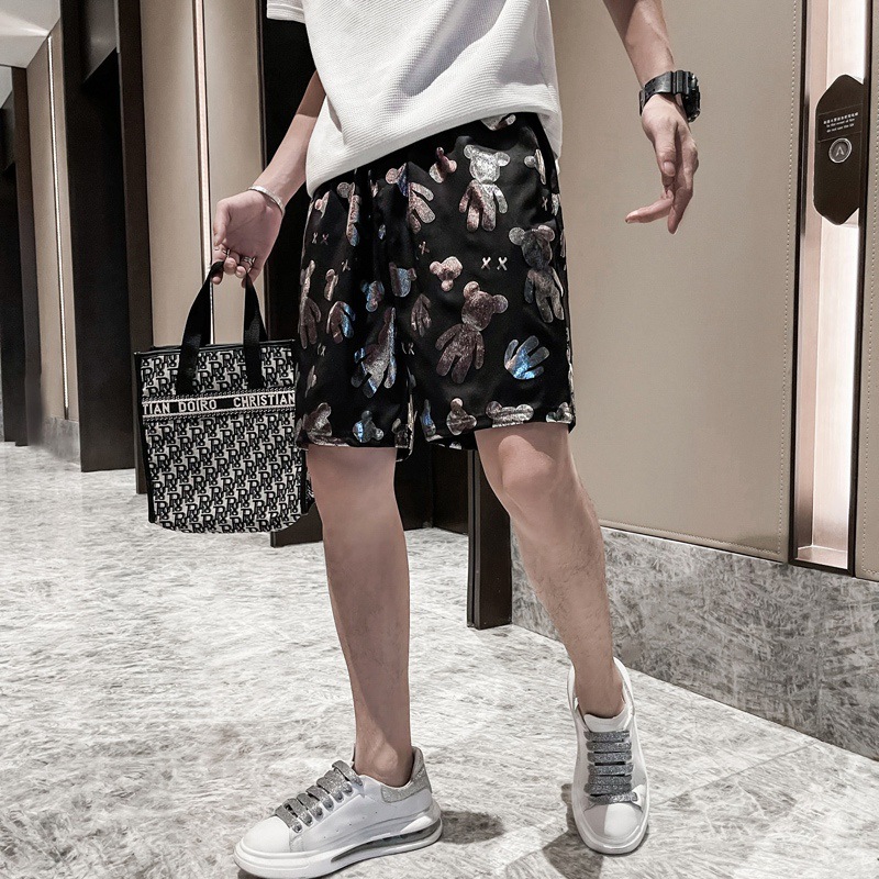 Pantaloncini da uomo estivi, stile sottile, nuovo orsacchiotto di marca 2022, pantaloncini da spiaggia casual alla moda a cinque punte per abbigliamento esterno_voghion.com