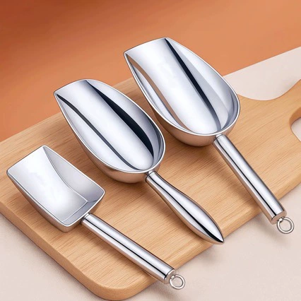 Лопатка для льда из нержавеющей стали, утолщенная цельная лопатка для риса, муки, продуктов питания, чайных листьев, лопатка с плоским дном, многофункциональная лопатка для льдогенератора в кафе, приготовляющих молочный чай