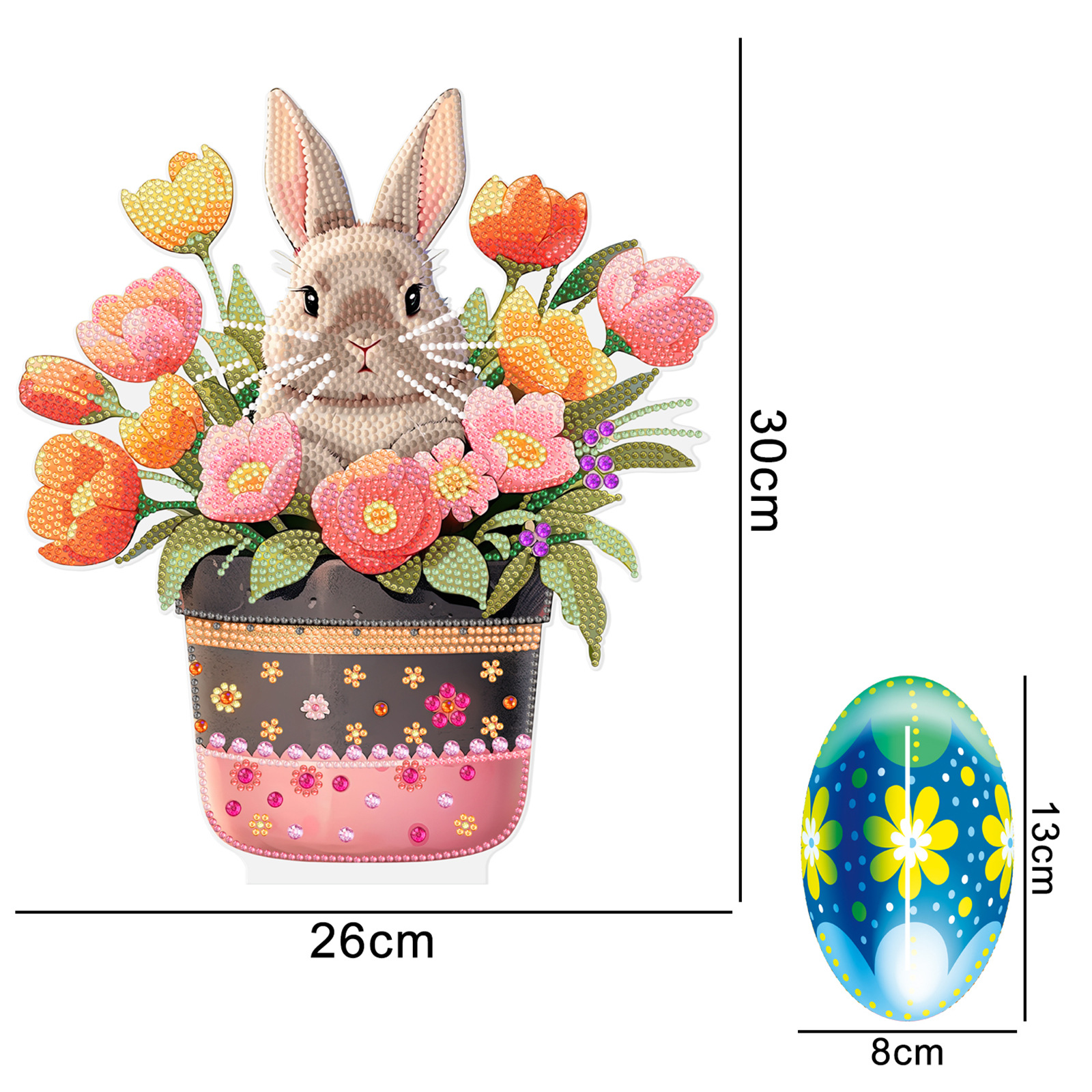 Accesorios para pintura de diamantes, decoración DIY de Pascua, pieza decorativa 5D con diseño de conejo y huevo.