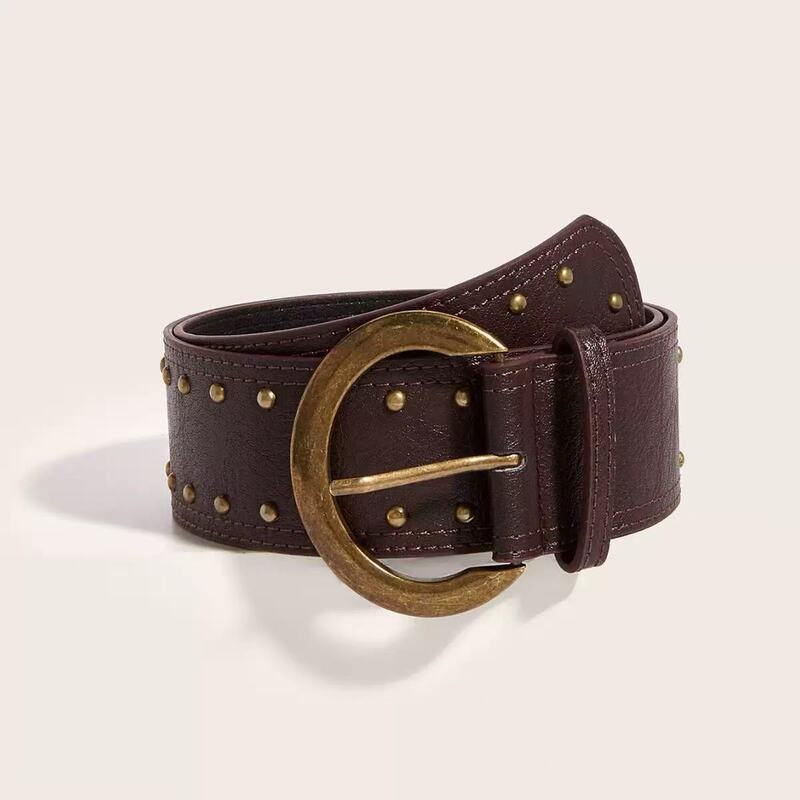 2025 New Retro Western Style Rivet Wide Belt with Skirt and Jeans Belt Slimming and Versatile Girdle