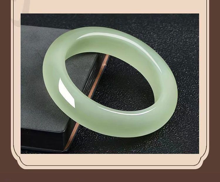 Vòng tay ngọc bích Hetian tự nhiên Tân Cương dáng tròn chính giữa rộng — Với chứng chỉ kiểm tra quốc gia (hỗ trợ kiểm tra lại) chi tiết 7