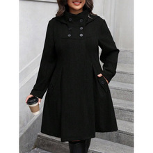 D 74131 Women's mid-length hooded wool coat Ů�г�����ñë��