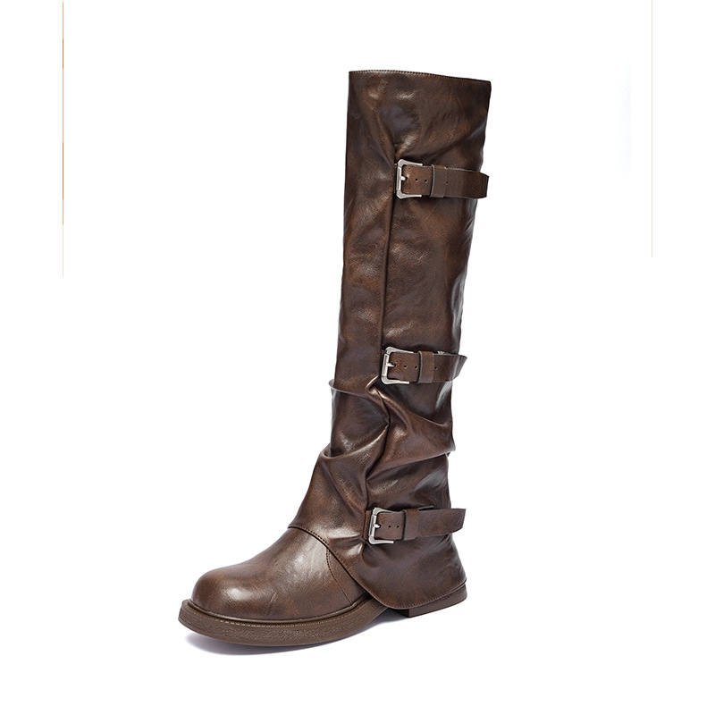 Botas marrones antiguas para mujeres 2026 nuevas botas occidentales de estepa de otoño botas retrógradas Martin Knight