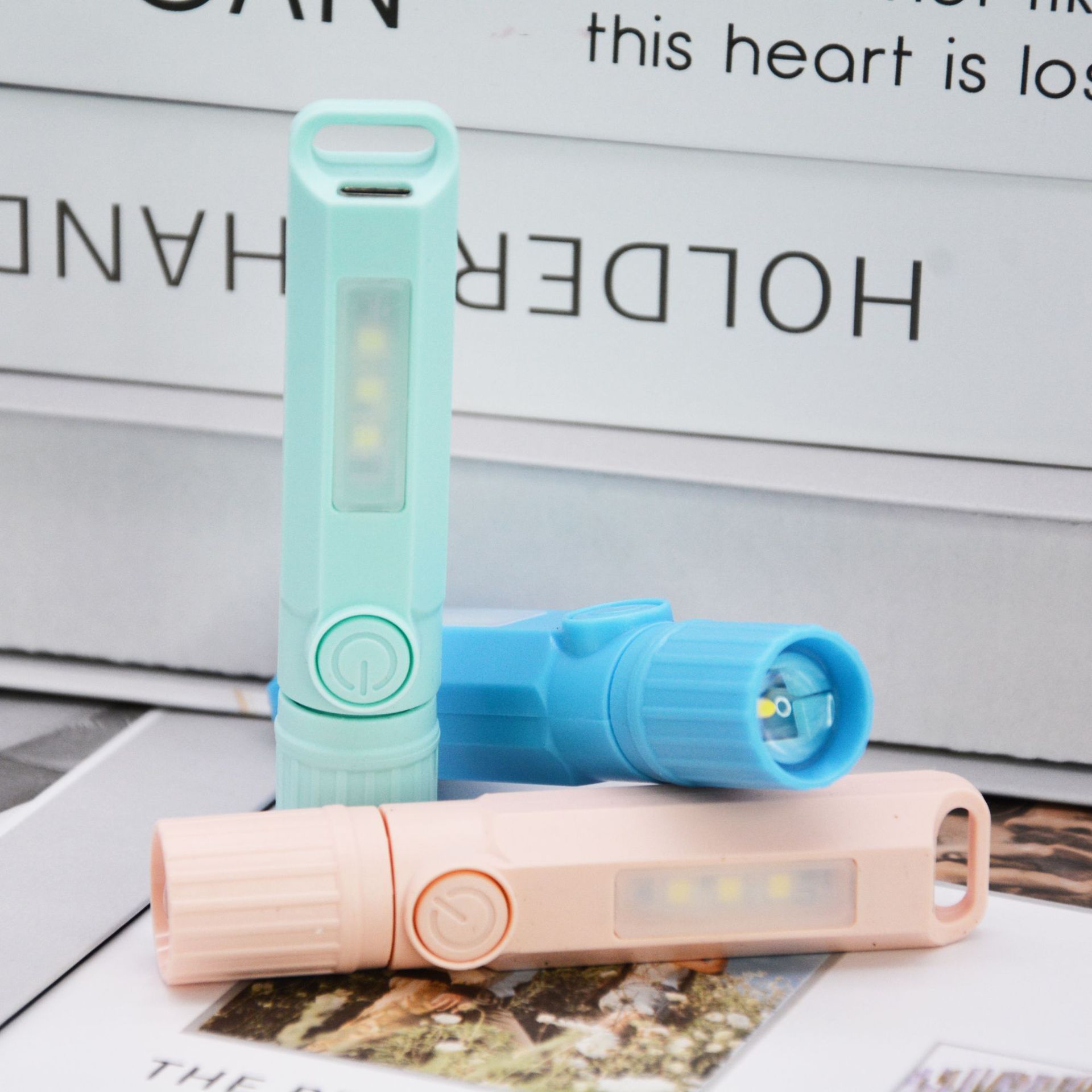 Rainlight Led Mini Compact Portable Lithium Battery Flashlight for Students and the Elderly Portable Lighting with Emergency Side Light