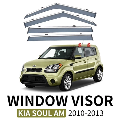 Suitable for Kia Soul Car Window Rain Shield and Rain Deflector (Rain shield) - standard-packaging-without-logo-soul-mk1-am-2008-2013-with-bright-strips-rain-shield