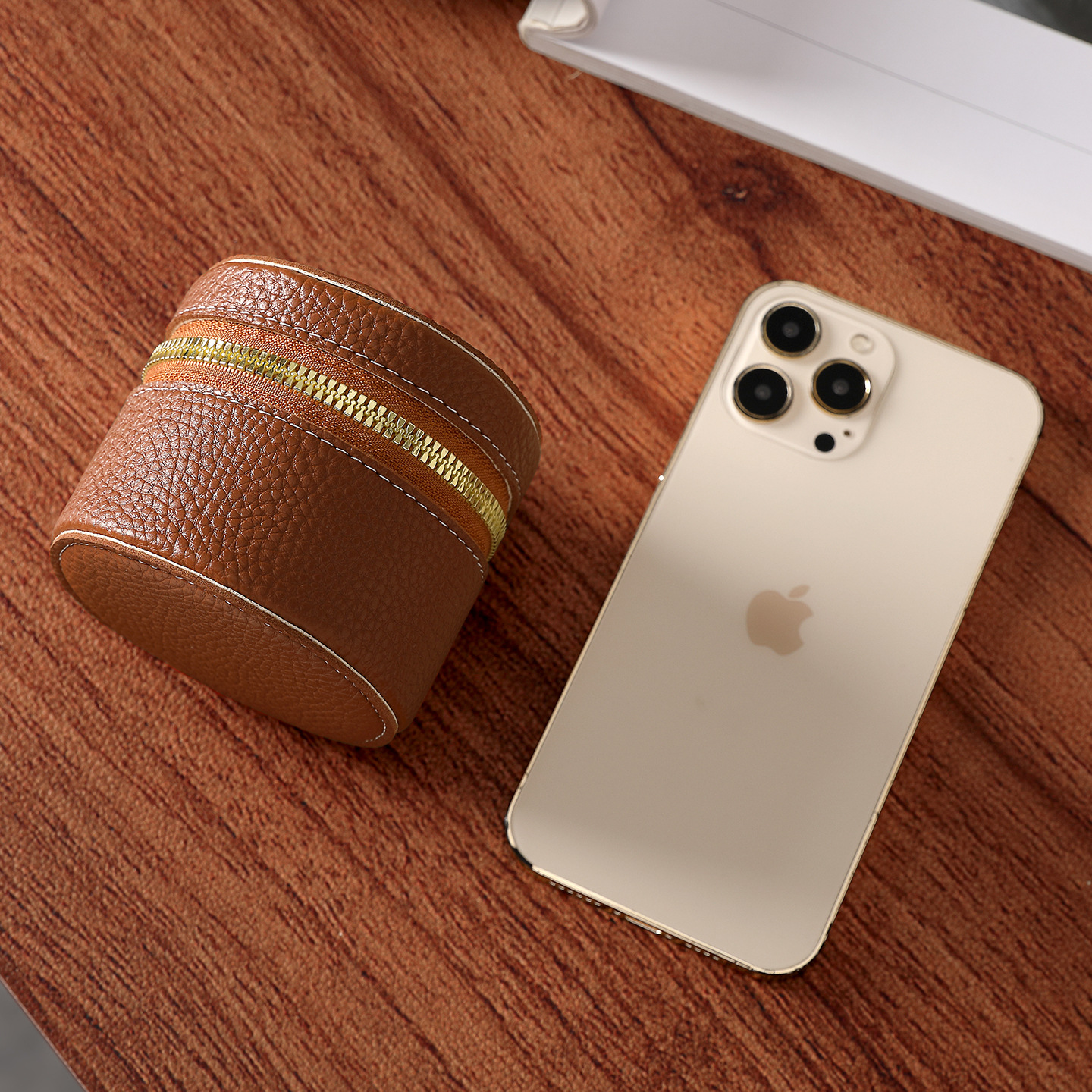 Bolsa de maquillaje de cuero retrógrado, bolso de cambio de lápiz labial, bolso de viaje portátil, barril de almacenamiento personalizado, mini bolso de cambio redondo