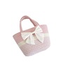 Woven straw universal one-shoulder bag solar-powered with bow, basket, flowered