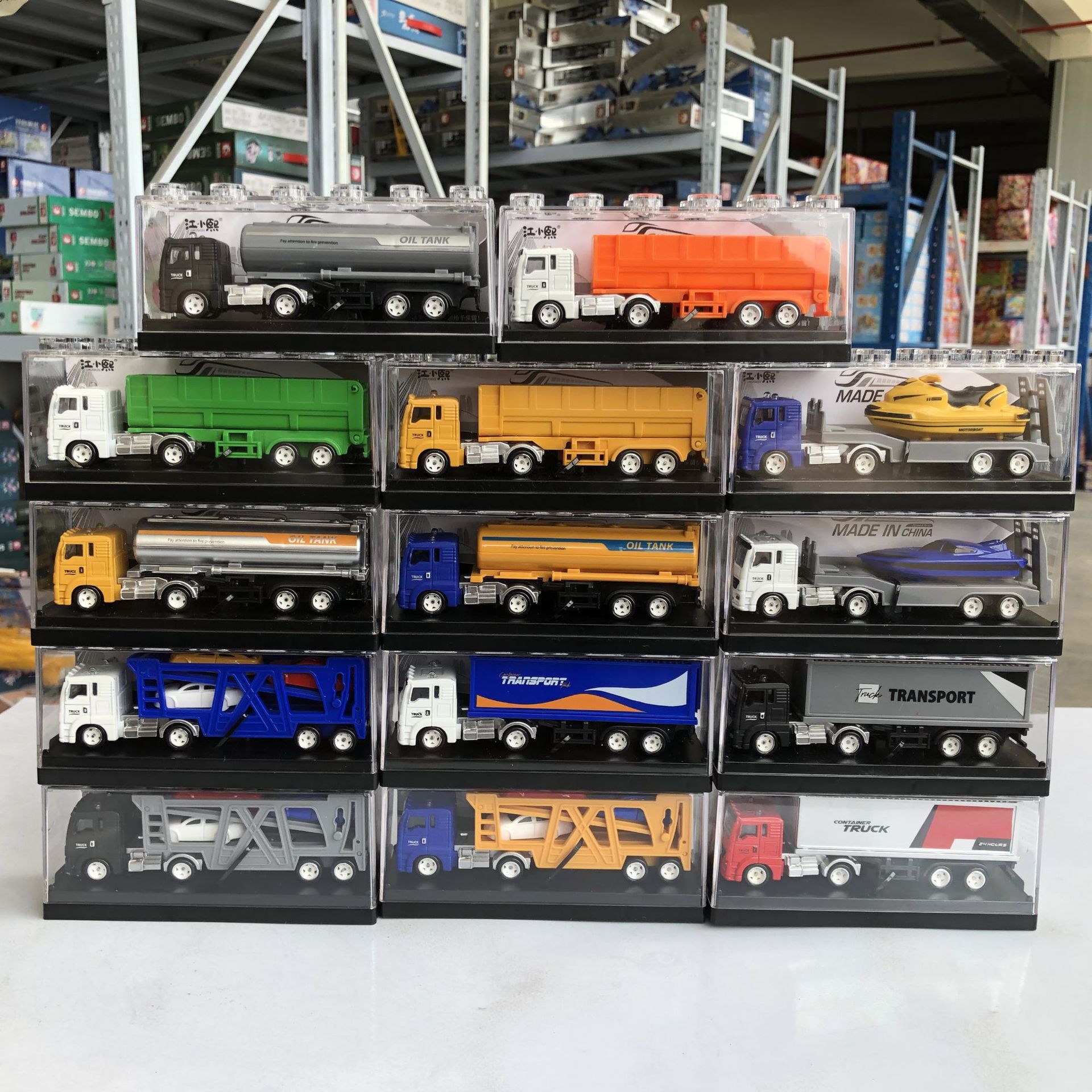 Cool Kidsren's Transport Container Truck Container Alloy Oil Tank Semi-Trailer Model Engineering Boy Car Toy