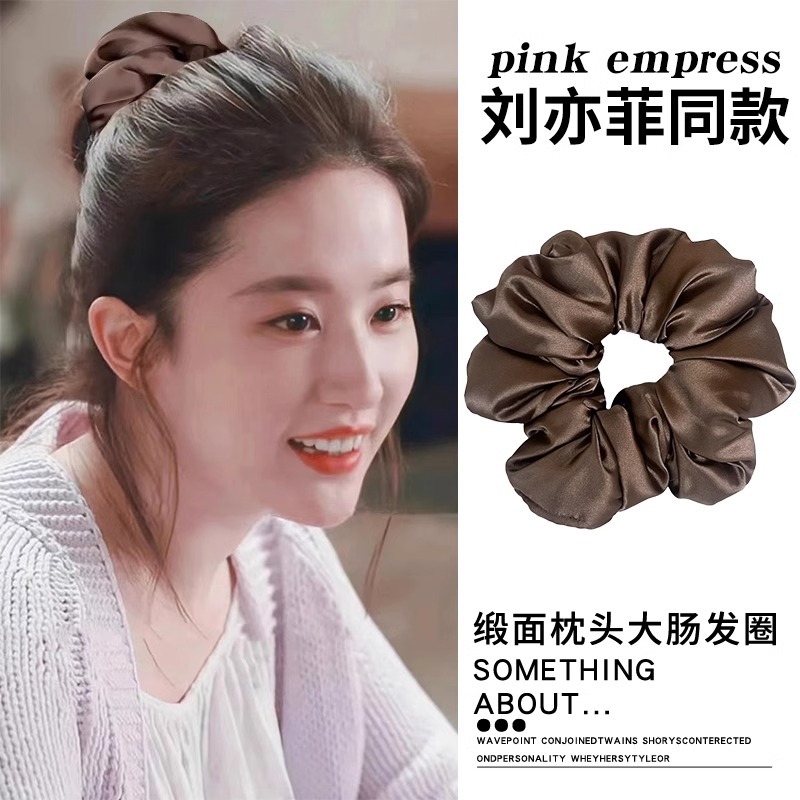 almohada de satén para dormir anillo de cabello red rojo 2025 nuevo anillo de cabello de intestino grueso cuerda de cabello para mujeres adultas bola de cabello adornos de cabello