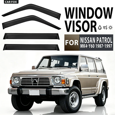 Suitable for Nissan Patrol Y63 Y62 Rain Shield Rain Visor Nissan Patrol Window Visor (Rain shield) - standard-packaging-patrol-mk4-y60-1987-1997-plexiglas-no-bright-strips-rain-shield