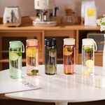 简约清新透明带茶隔塑料杯男女生情侣便携水杯大容量耐高温泡茶杯