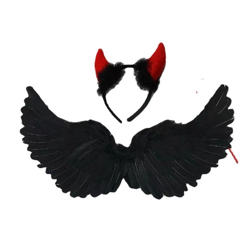 Halloween Feather Wings Children's Adult Dance Cross-Border Christmas Devil Black Wings Color Props Wholesale