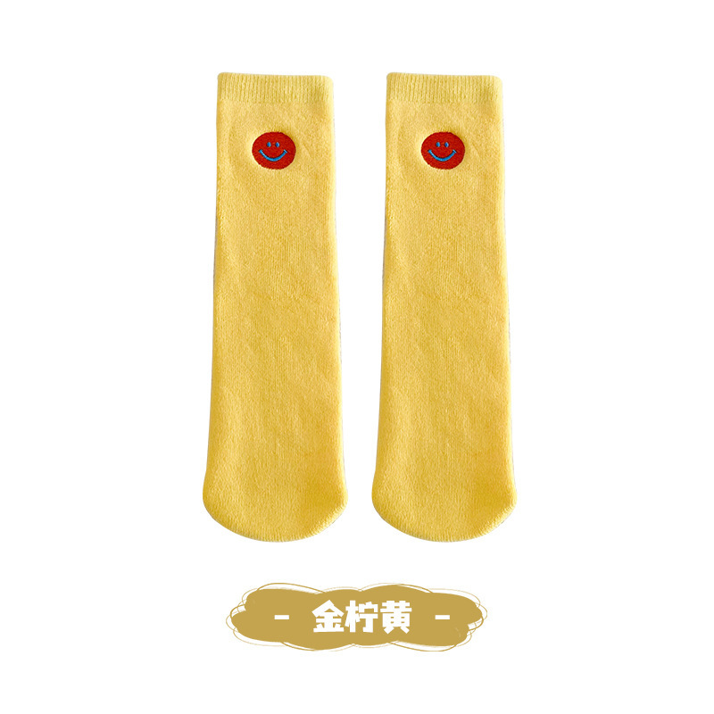 3 pairs Children p socks Smiley Terry Socks Candy-colored terry thickened  children's stage performance princess socks- Socks length 30CM