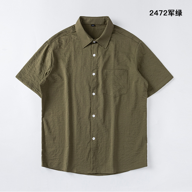 Verano nuevo estilo japonés casual camisa de manga corta camisa suelta para hombres camisa de verano para estudiantes blusa lisa todo fósforo