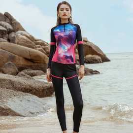 分体水母衣长袖长裤防晒潜水服女士速干浮潜套装大码全身游泳衣女