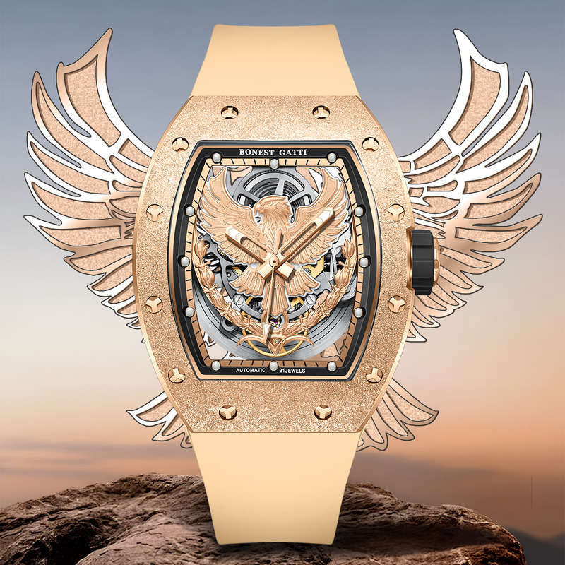 Bugatti brand watch new gold wing sapphire watch mirror waterproof luminous automatic barrel type mechanical wrist watch