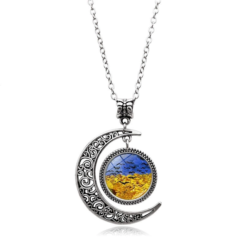 Подвеска, серебряное ожерелье, ретро аксессуар, свитер, with gem, европейский стиль