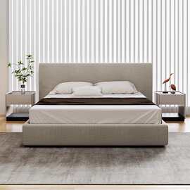 烙铭好家具/Charles白色床侘寂现代简约布艺可拆洗北欧日式双人床
