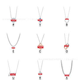 V金T家爱心吊牌圆珠项链女轻奢时尚感欧美跨境潮流首饰品厂家直销