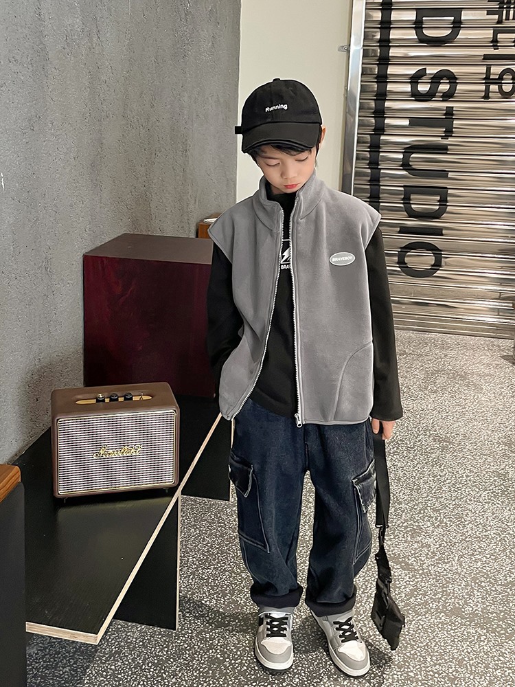 Chaleco Polar para niños de Haima, otoño e invierno, nuevo chaleco de estilo coreano para niños, Tops, ropa para niños de estilo occidental 2024