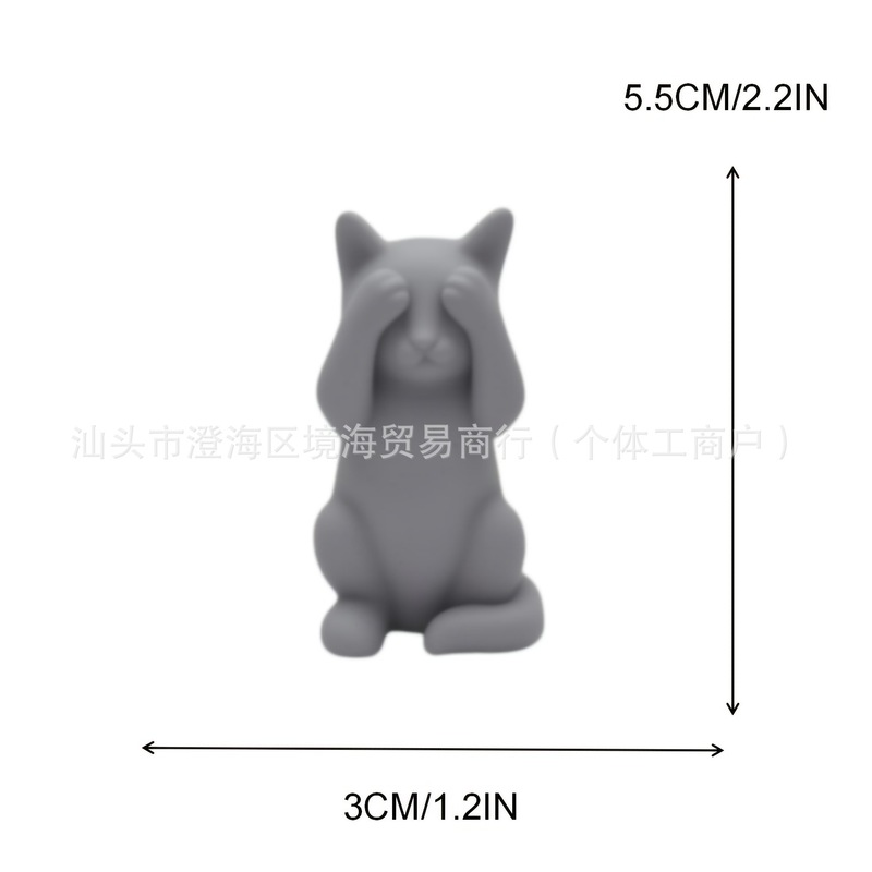 跨境新品勿听勿看勿言的猫万圣节猫咪装饰品摆件|undefined