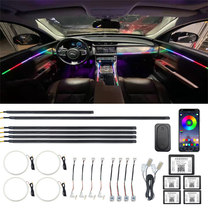 Automóvil todo el vehículo escondido luz de atmósfera universal sin cable roto APP de doble control de luz de atmósfera interior colorida luz decorativa LED
