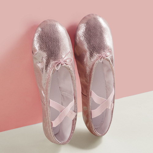 舞蹈鞋女软底防滑中国水晶粉色儿童PU练功女孩幼儿芭蕾舞公主猫爪