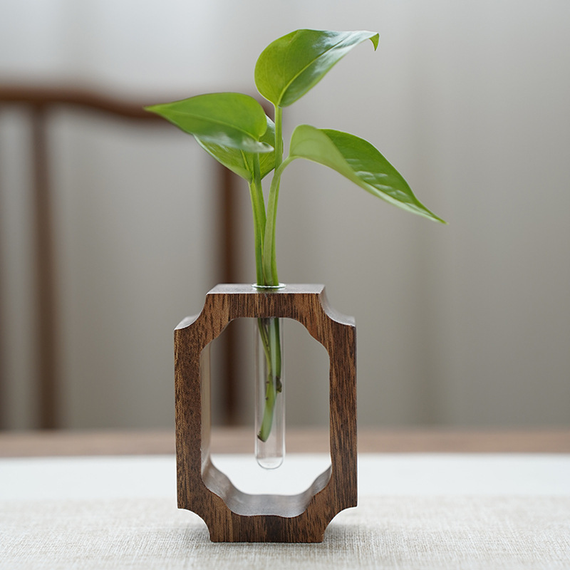 木製花瓶高颜値風花瓶客間寝室デスクトップ水養生け花器茶卓茶道置物|undefined