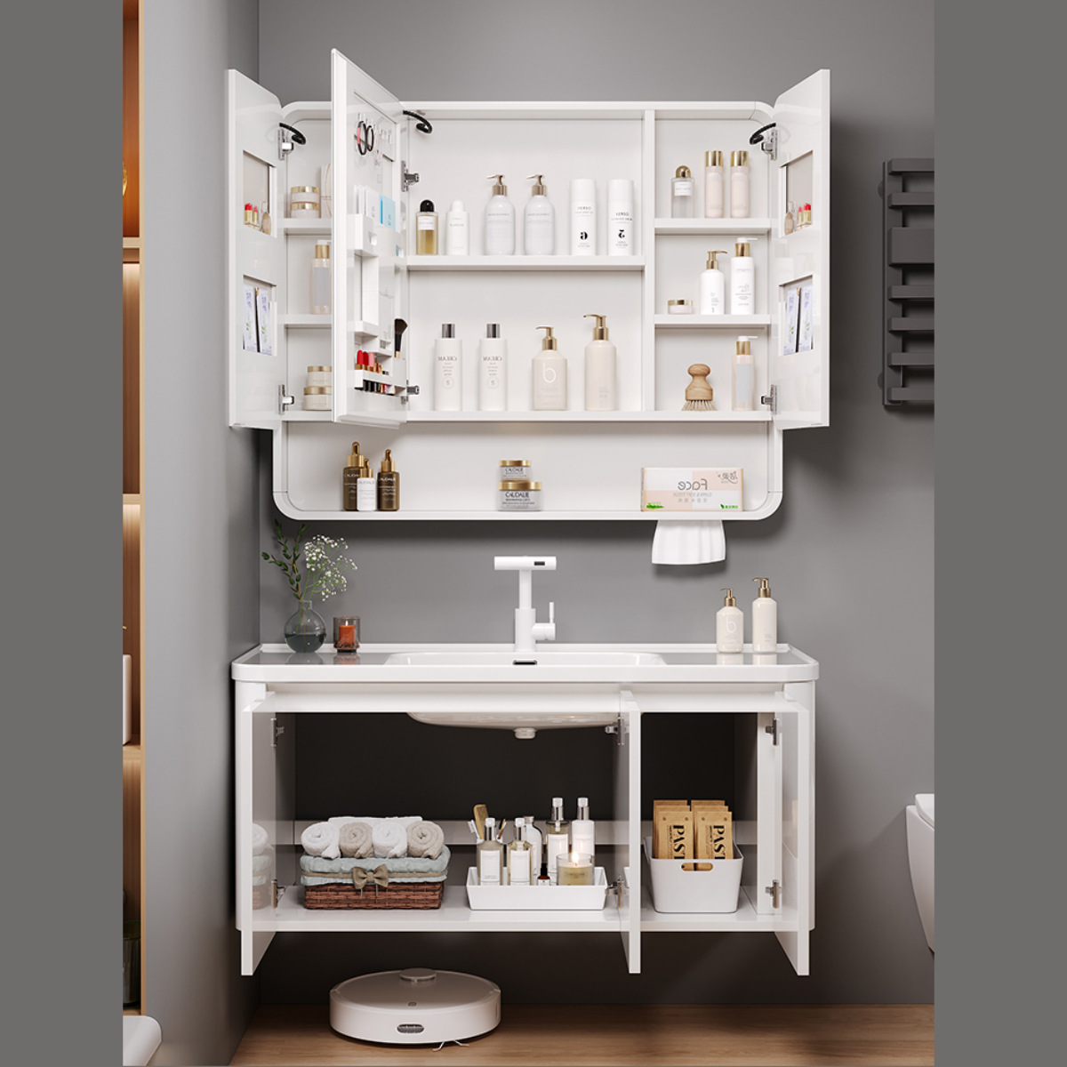 gabinete de baño inodoro lateral almacenamiento cerámica una bañera lavabo lavabo gabinete de baño lavabo combinación blanco nórdico