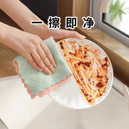 Coral velvet cleaning cloth home cleaning cloth kitchen oil-proof stain remover thick dishwashing towel dish cloth table wiping