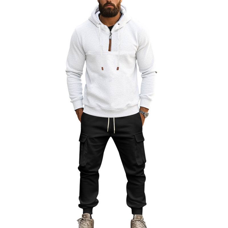 Cross-border European and American Autumn and Winter American Heavy Hood Thickened Casual Men's Loose Sweatshirt Trousers Tantan Overcome Men's Suit