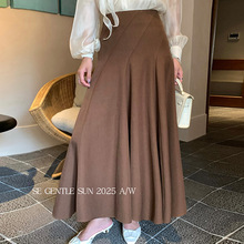 【特价不退换】秀熙熙2025秋季高腰半身裙百搭百褶大摆A字裙85269