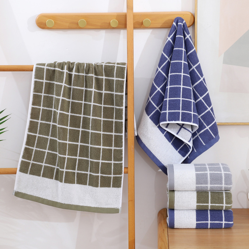 Simple Plaid Towels, Fluffy and Absorbent, Household Face Towels, Home Daily Use Textiles, Manufacturer's Ready Stock Wholesale