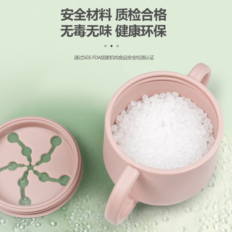 跨境食品級二合一硅膠水杯兒童零食杯學飲杯防摔水杯雙耳式帶吸管