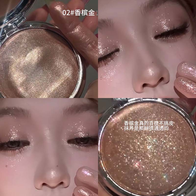 Kakashow Crema de alto brillo Sombra de ojos con lentejuelas de puré de papas para iluminar Sombra de ojos polarizada de alto brillo Sombra de ojos perezosa