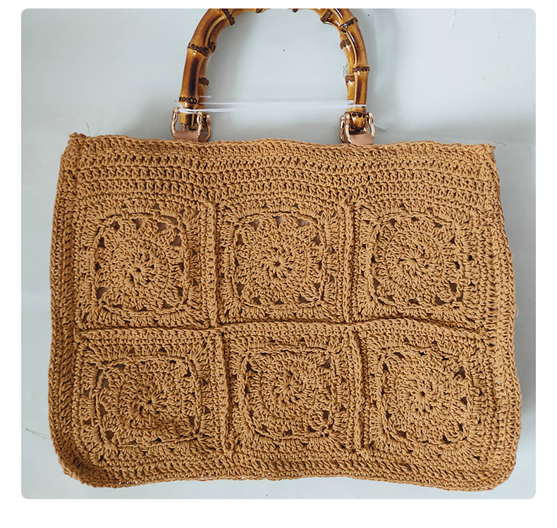 660g Weight Polyester Lining Material Zipper Closure Type Double Shoulder Straps Strap Type Straw Bag Bags Type Street, Shopping Occasion cotton thread Material Solid Color Pattern Summer Season Women's Gender Vintage Style Style Square Shape Medium Size Women's Medium Cotton Thread Solid Color Vintage Style Square Zipper Straw Bag
