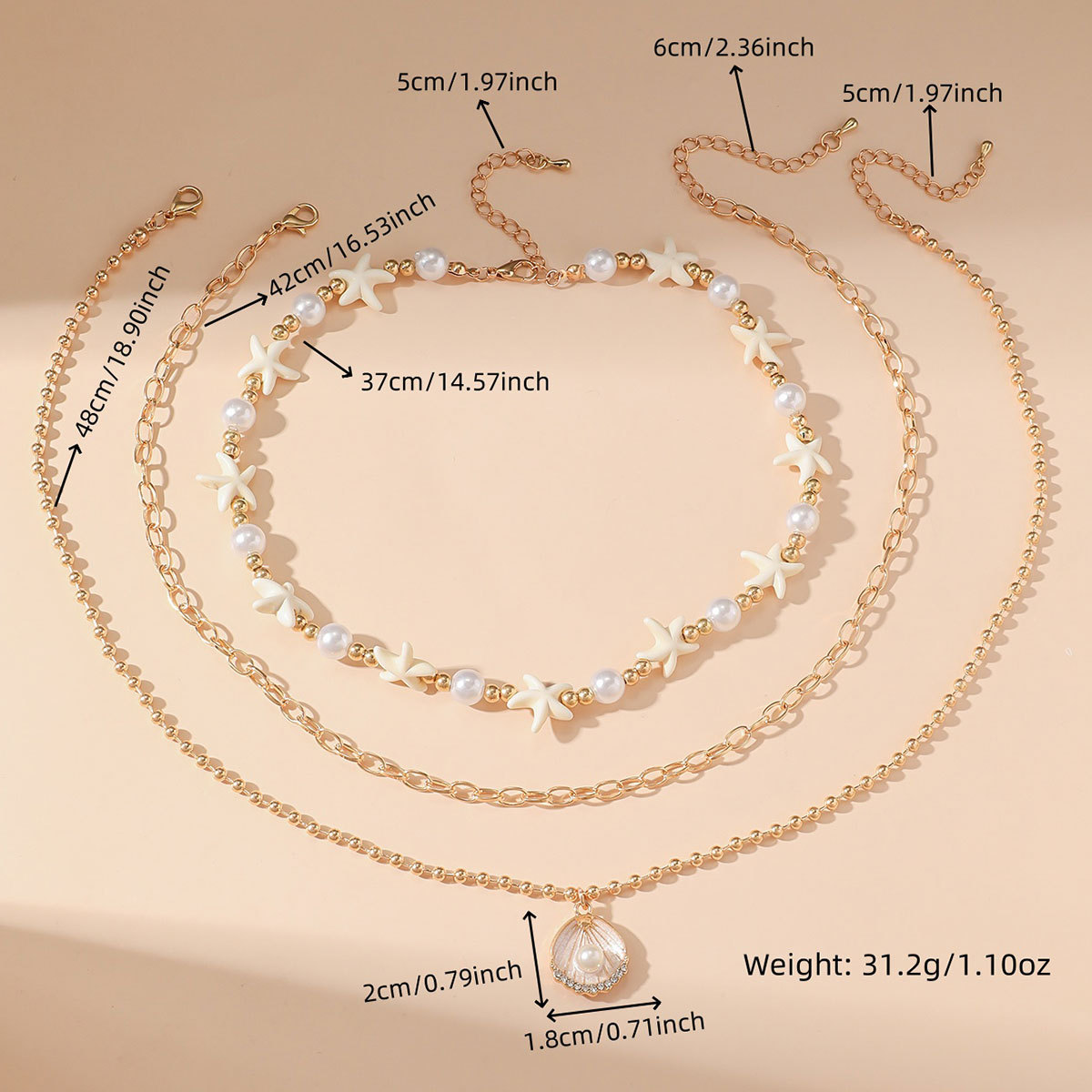 15g Weight Pendant Necklace, Multi Charms Necklace, Earrings Classification Beaded Chain, cable chain, snake chain Chain Type 1 Set Quantity Casual, Holiday, Daily, Beach Occasion Imitation Pearl, Alloy, Seed Bead, Iron Material Star, Moon, Heart Shape, Shell Pattern All Seasons Season Women's Gender Plating Design Elegant, Lady, Modern Style Style Women's Imitation Pearl Alloy Seed Bead Beaded Chain Cable Chain Snake Chain Plating Star Moon Heart Shape Pendant Necklace Multi Charms Necklace Earrings Imitation Pearl Jewelry 14