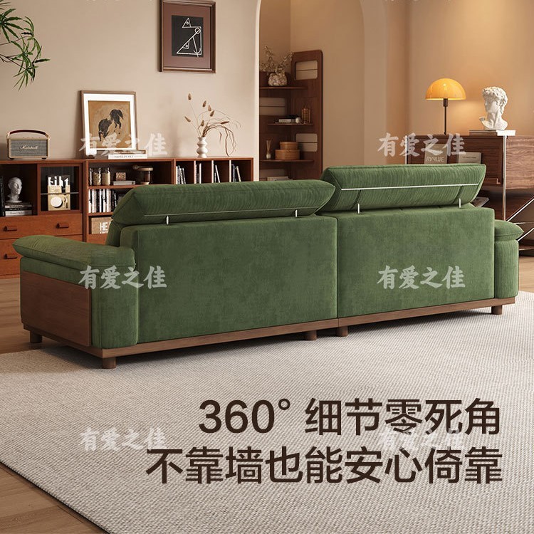 中古风可拆洗雪尼尔沙发客厅小户型直排双人实木佛山家具布艺沙发|undefined