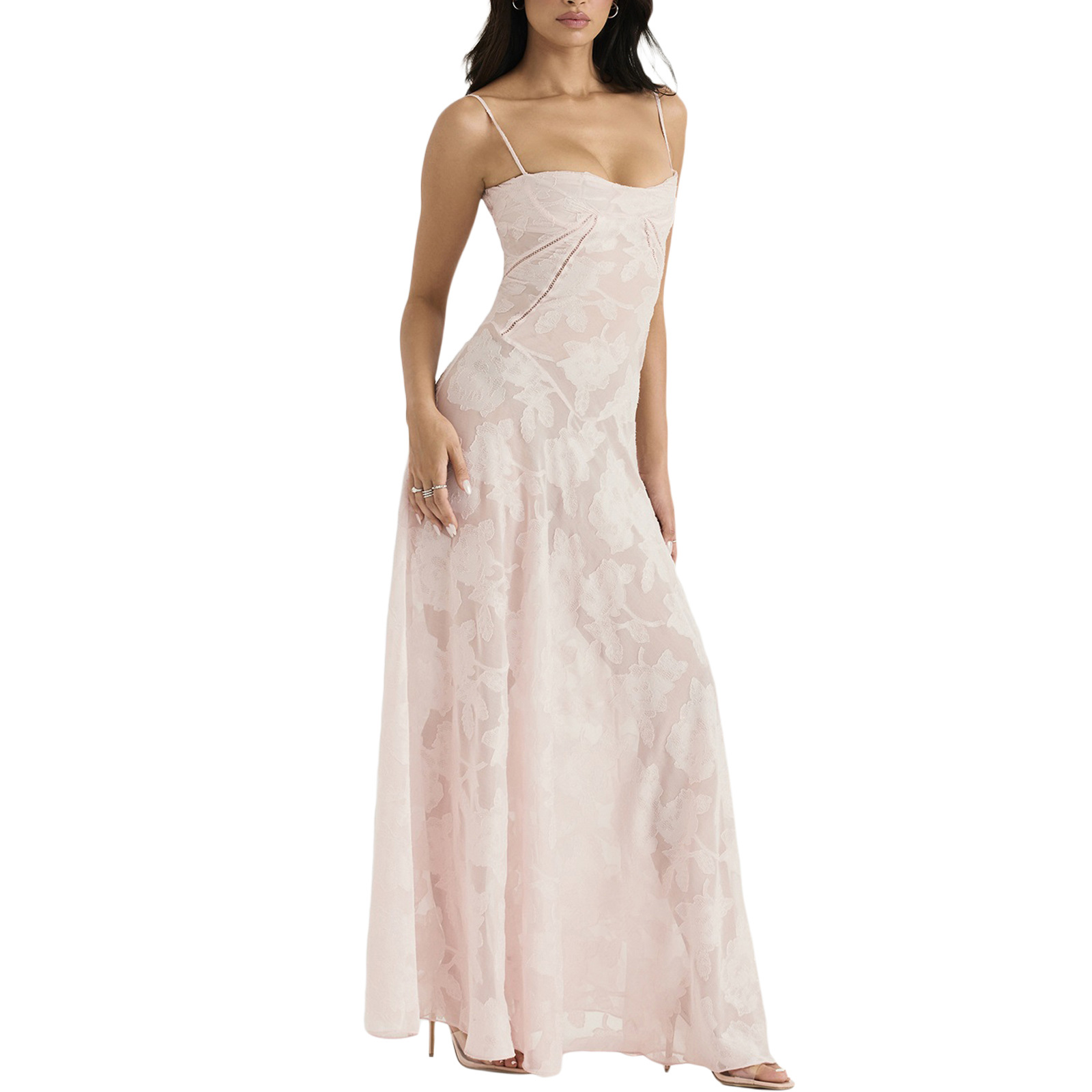 Femmes Robe Fourreau Robe De Fête Élégant Vacances Sangle Sans Manches Petites Fleurs Maxi Longue Robe Banquet Fête Rue display picture 3