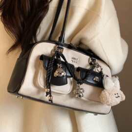 新款潮流复古枕头包波士顿包英伦风时尚感单肩包大容量通用手提包