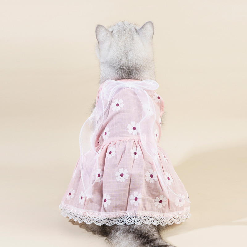 Sweet Cotton Flower Bow Knot Pet Clothing display picture 5