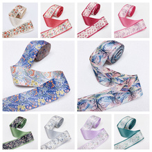 ins国版特定印花花卉AB面双面棉带丝带蝴蝶结DIY材料儿童发夹发饰