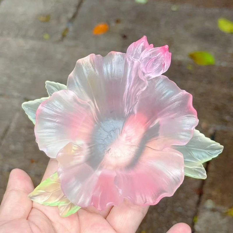 Dongmei 十二花神ハイビスカスカップコースターコンビネーションティーカンフーカップガラス工芸品装飾品ギフト|undefined
