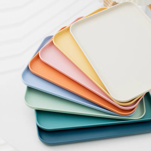 Ins-style rectangular tray decoration for restaurant use, plastic commercial serving tray plate, high-end Nordic style